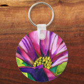 Porte-clés Fleur d'art aquarelle marguerite africaine violett (Recto)