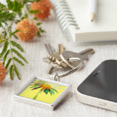 Porte-clés Fleur d'art moderne marguerite jaune (Côté)