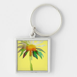 Porte-clés Fleur d'art moderne marguerite jaune