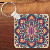Porte-clés Fleur d'art populaire Boho (Recto)