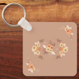 Porte-clés Fleur d'automne, florale de jardin à la douce chut