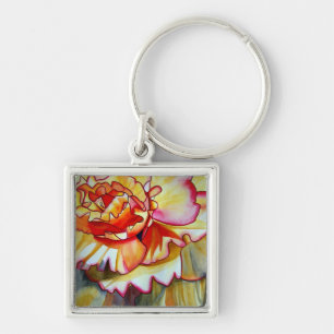 Porte-clés Fleur de bégonia jaune aquarelle art original