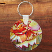 Porte-clés Fleur de bégonia jaune aquarelle art original (Recto)