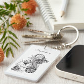 Porte-clés Fleur de Boho moderne au stylo-feutre fin - (Devant droit)