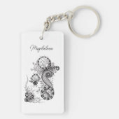 Porte-clés Fleur de Boho moderne au stylo-feutre fin - (Dos)