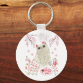 Porte-clés Fleur de cerise de chat mignonne (Recto)