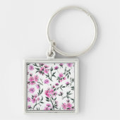 Porte-clés Fleur de cerisier blanc sur blanc (Devant)
