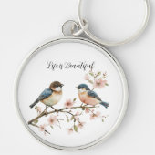 Porte-clés Fleur de cerisier Blue Birds  (Devant)