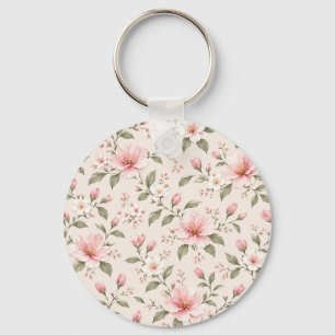 Porte-clés Fleur de cerisier rose tendre motif floral sans co