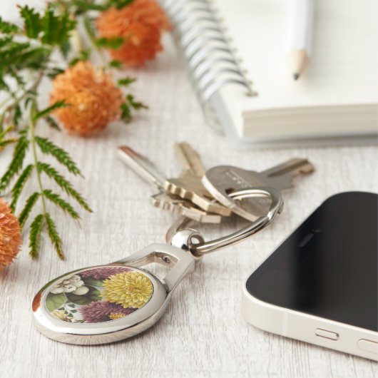 Porte-clés Fleur de chrysanthème mère florale (Côté )