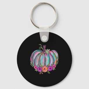 Porte-clés Fleur de citrouille aquarelle Thanksgiving Hallowe