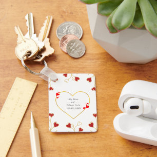 Porte-clés Fleur de cœur romantique