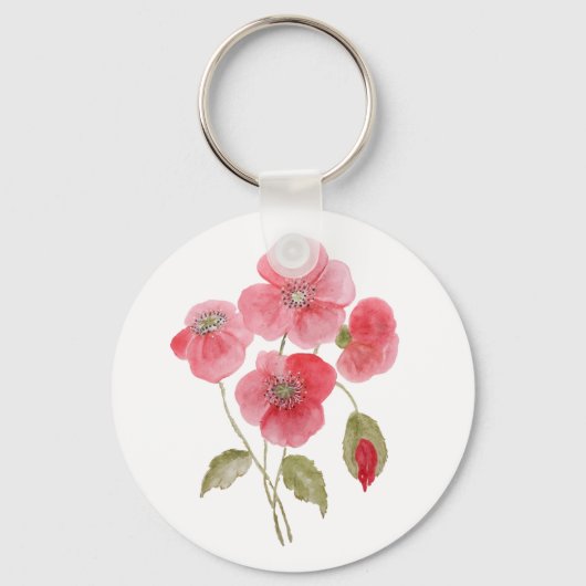 Porte-clés Fleur de coquelicot aquarelle (Recto)