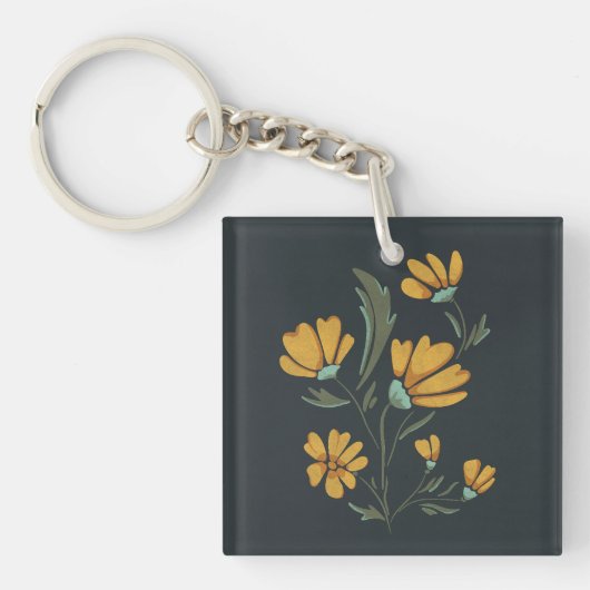Porte-clés Fleur de Cosmos Jaune Beauté simple (Devant)