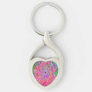 Porte-clés Fleur de dahlia décorative abstraite arc-en-ciel c