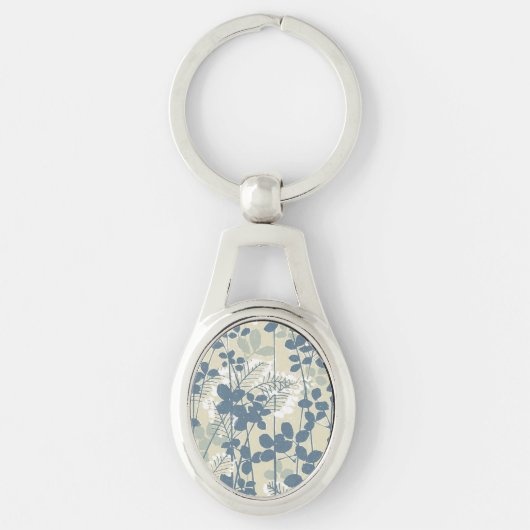 Porte-clés Fleur de feuille bleue asiatique japonaise (Devant)
