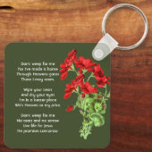 Porte-clés Fleur de géranium de souvenir chrétien (Verso)
