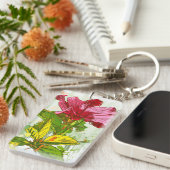 Porte-clés Fleur de ketmie - peinture d'aquarelle (Devant droit)