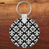 Porte-clés Fleur De Lis Blanc Noir Motif (Recto)