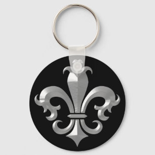 Porte-clés Fleur De LIs Fancy Silver Bevel Saints Classic
