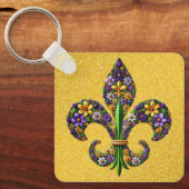 Porte-clés Fleur de lis Floral Mardi Gras (Recto)