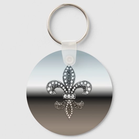 Porte-clés Fleur De Lis Flou Nouvelle-Orléans Argent Noir (Recto)