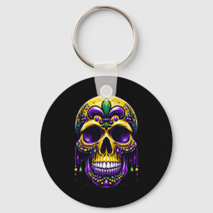 Porte-clés Fleur De Lis Mardi Gras Crâne Carnaval de la Nouve