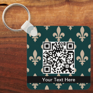 Porte-clés Fleur de Lis Motif, Français, Royal, Crème, Vert