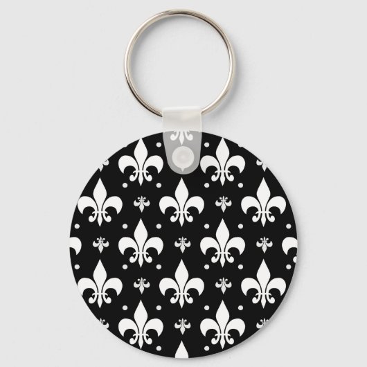 Porte-clés Fleur de lis noir design Motif (Recto)