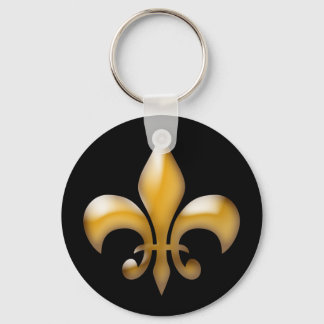 Porte-clés Fleur de Lis Noir et Jaune Doré