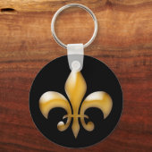 Porte-clés Fleur de Lis Noir et Jaune Doré (Recto)