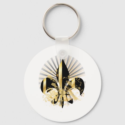 Porte-clés Fleur de Lis noir et or (Recto)