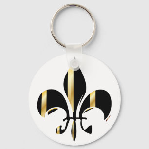 Porte-clés Fleur de Lis noir et or