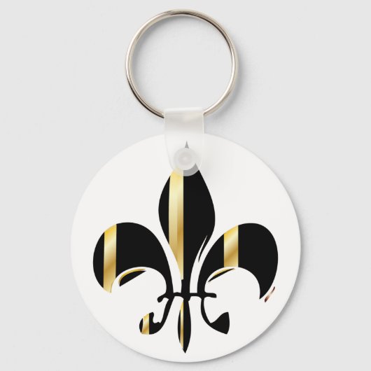 Porte-clés Fleur de Lis noir et or (Recto)