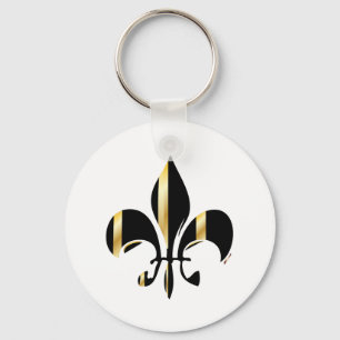 Porte-clés Fleur de Lis noir et or