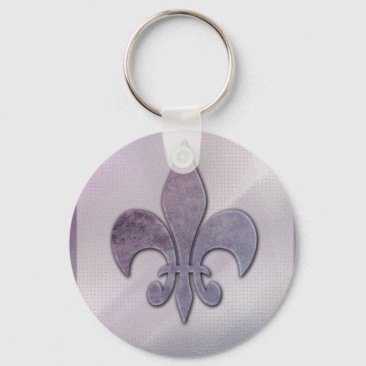 Porte-clés Fleur de lis violet et gris (Recto)