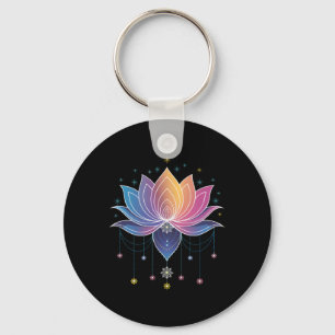 Porte-clés Fleur de lotus arc-en-ciel bohème Yoga Fleur de lo