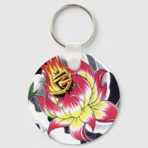 Porte-clés Fleur de Lotus japonais style tatouage