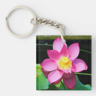 Porte-clés Fleur de Lotus rose chaud