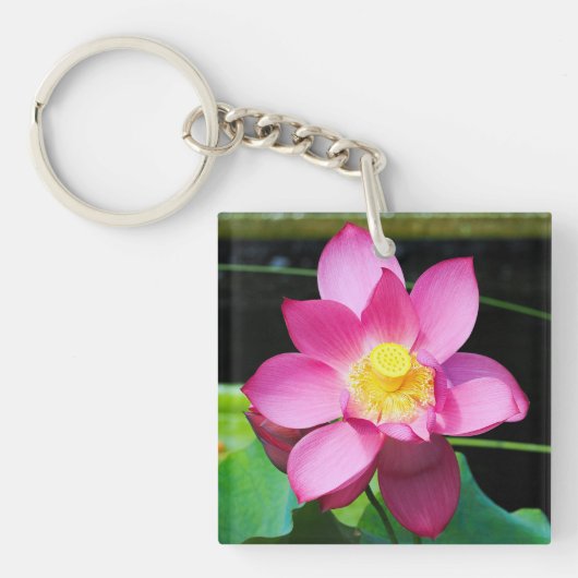 Porte-clés Fleur de Lotus rose chaud (Devant)
