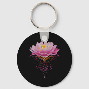 Porte-clés Fleur de Lotus Spirituelle Unalome Méditation Zen