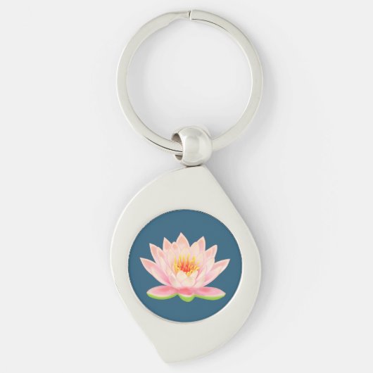 Porte-clés Fleur de lotus sur fond bleu (Devant)