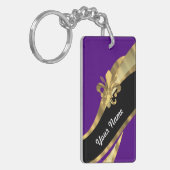 Porte-clés Fleur de lys violet et or (Devant gauche)