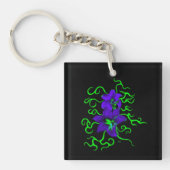 Porte-clés fleur de lys violet sur noir (Devant)