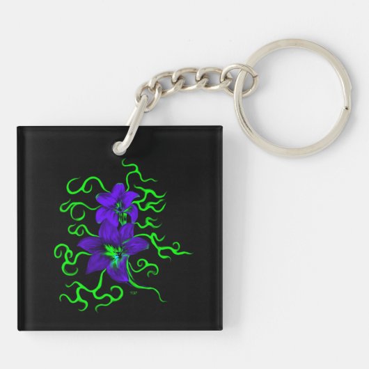 Porte-clés fleur de lys violet sur noir (Dos)