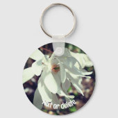 Porte-clés Fleur de Magnolia blanche personnalisée (Recto)