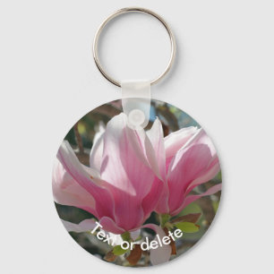 Porte-clés Fleur de magnolia rose personnalisée