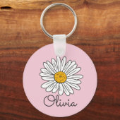 Porte-clés Fleur de marguerite blanche monogrammée (Recto)