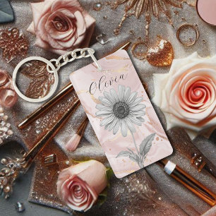Porte-clés Fleur de marguerite rose pâle délicate
