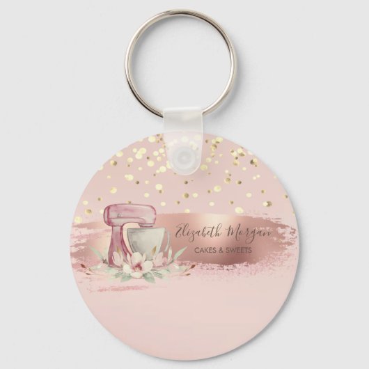 Porte-clés Fleur de mélange, Confettis dorés, Coup de pinceau (Recto)
